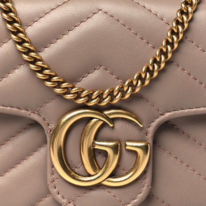 Gucci Calfskin Matelasse Super Mini GG Marmont Shoulder Bag Porcelain Rose 8 of 12