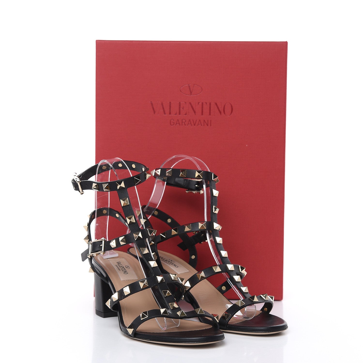 Valentino Garavani Calfskin Rockstud 60mm City Sandals 37 Black 8 of 9