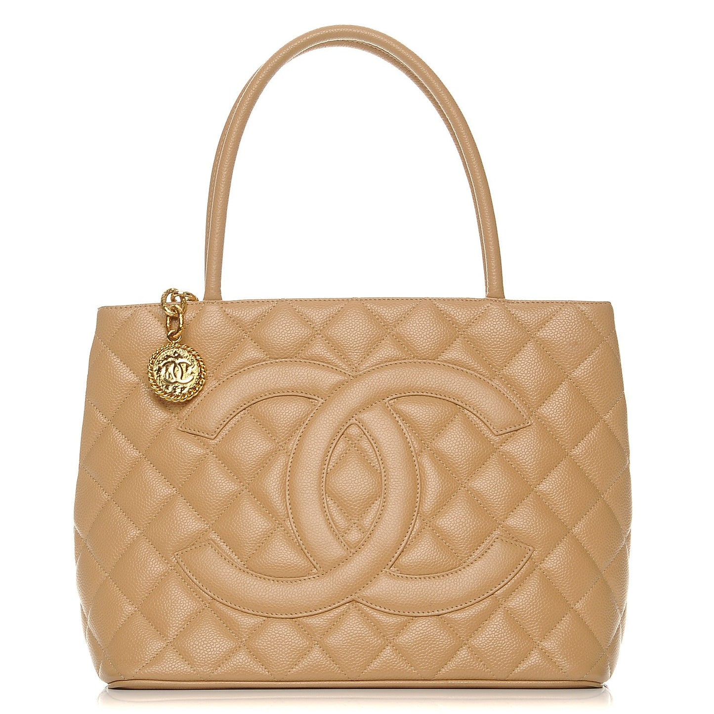 Caviar Quilted Medallion Tote Beige