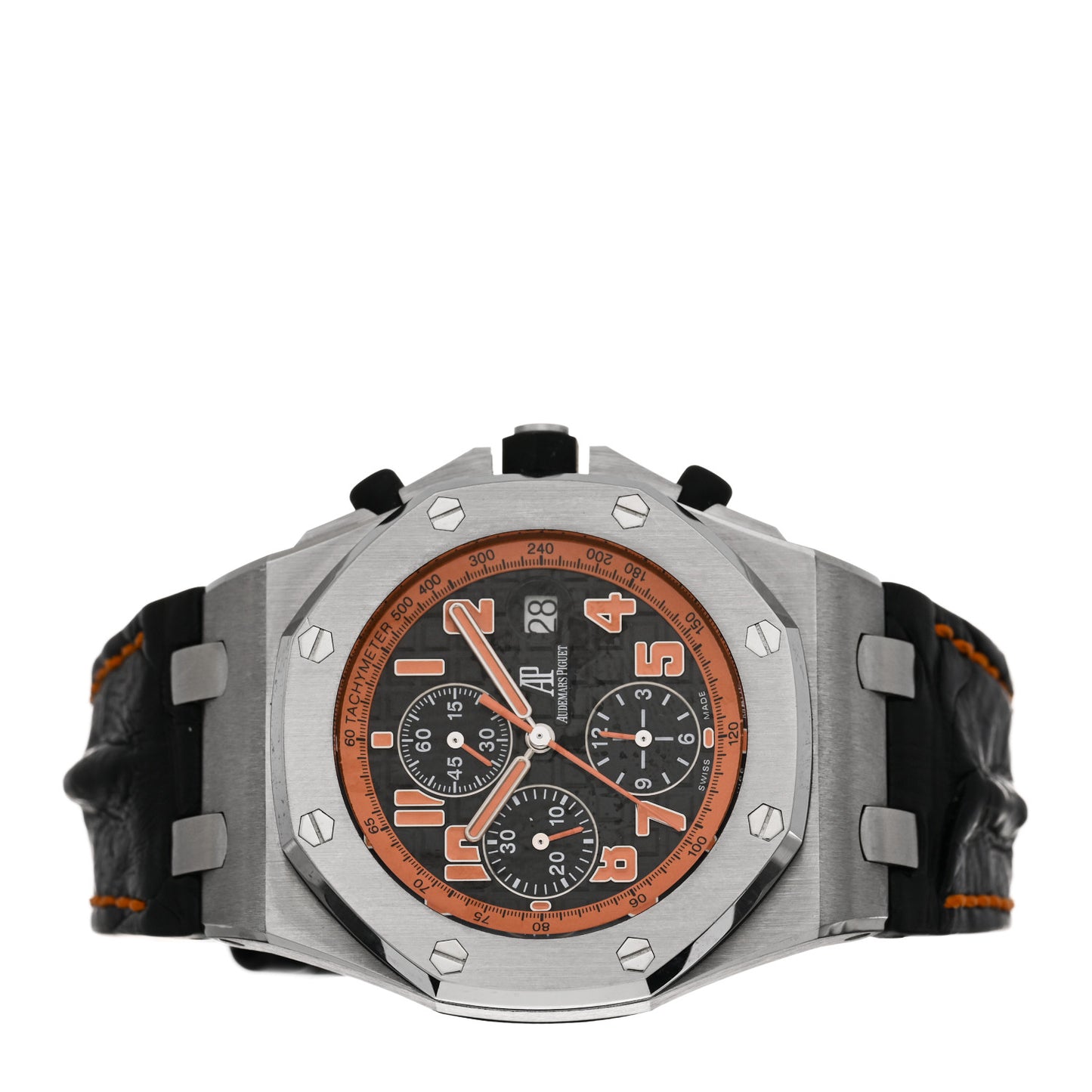 Stainless Steel Alligator 42mm Royal Oak Offshore Chronograph Automatic Watch Orange 26170ST.OO.D101CR.01
