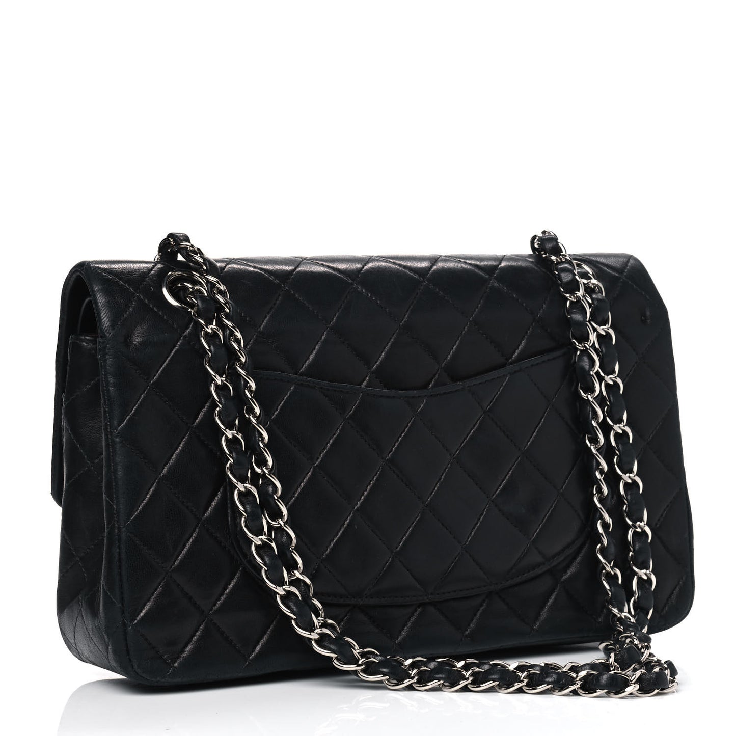 Lambskin Quilted Medium Double Flap Black