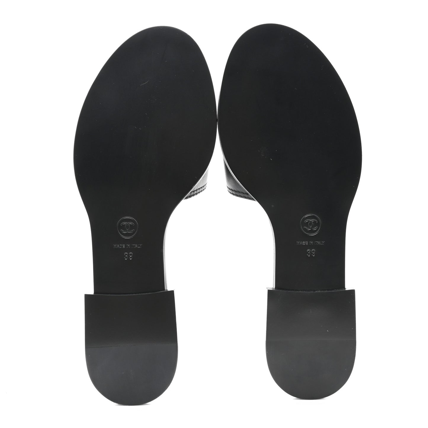 Shiny Calfskin CC Mules 39 Black