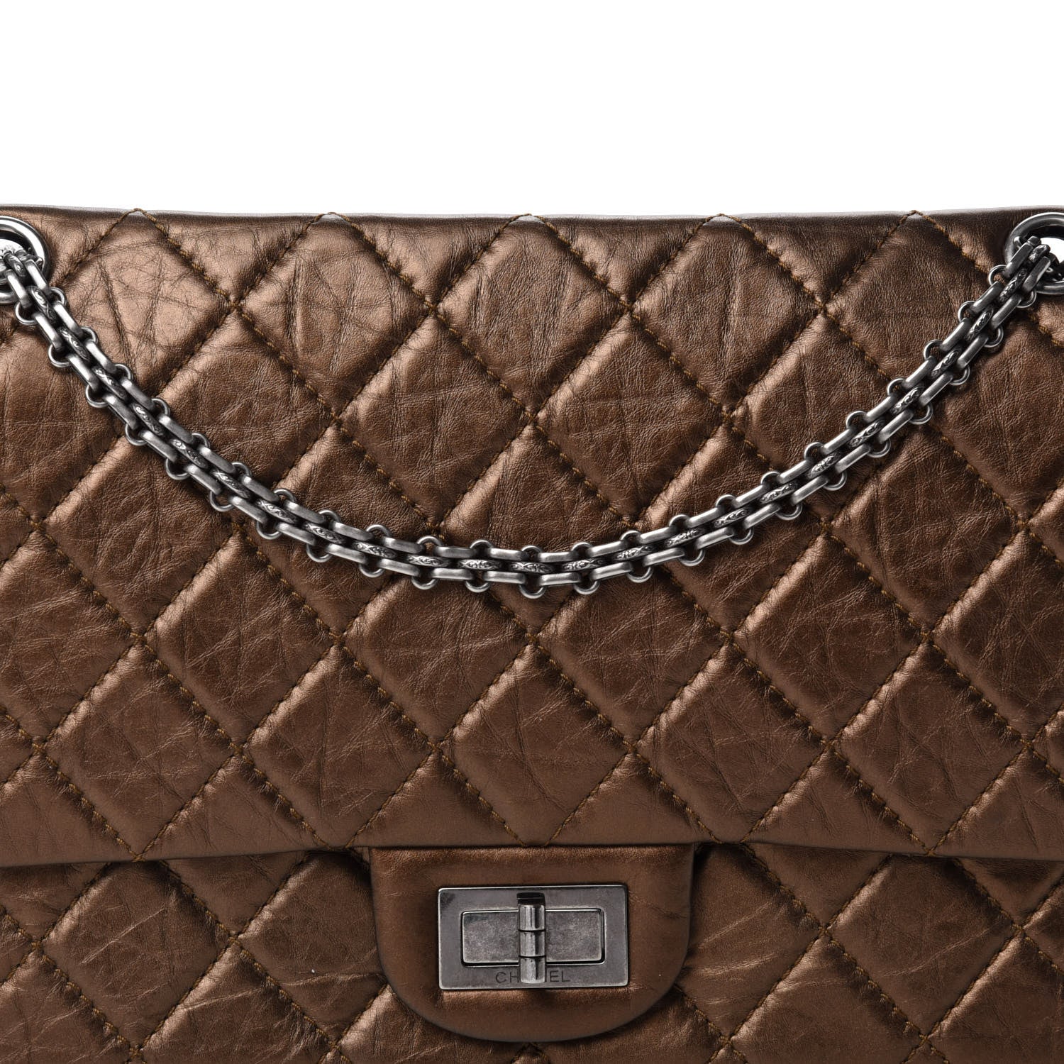 Chanel Metallic Aged Calfskin Quilted 2.55 Reissue 227 Flap Bronze 10 of 11