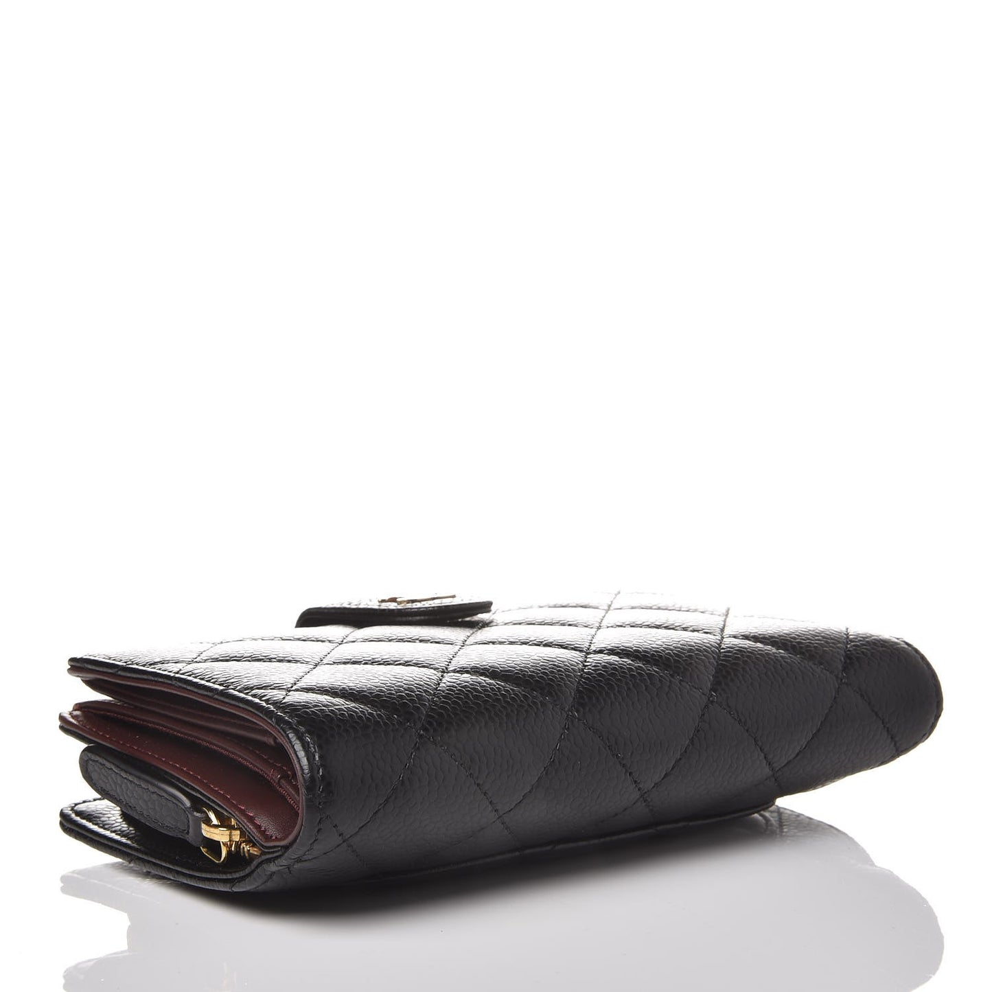 Caviar Quilted Zipped Pocket Wallet Black