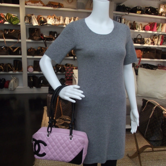 Calfskin Quilted Large Cambon Bowler Pink Black