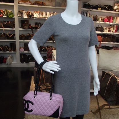 Chanel Calfskin Quilted Large Cambon Bowler Pink Black 2 of 12