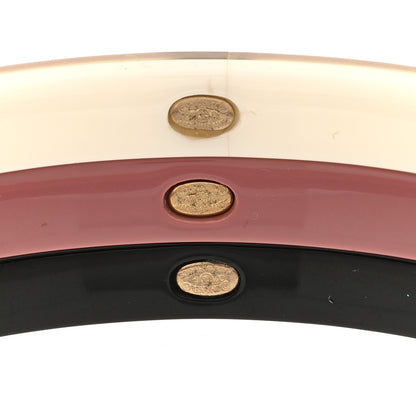 Chanel Resin CC Bangle Bracelet Set of 3 White Pink Black 4 of 5