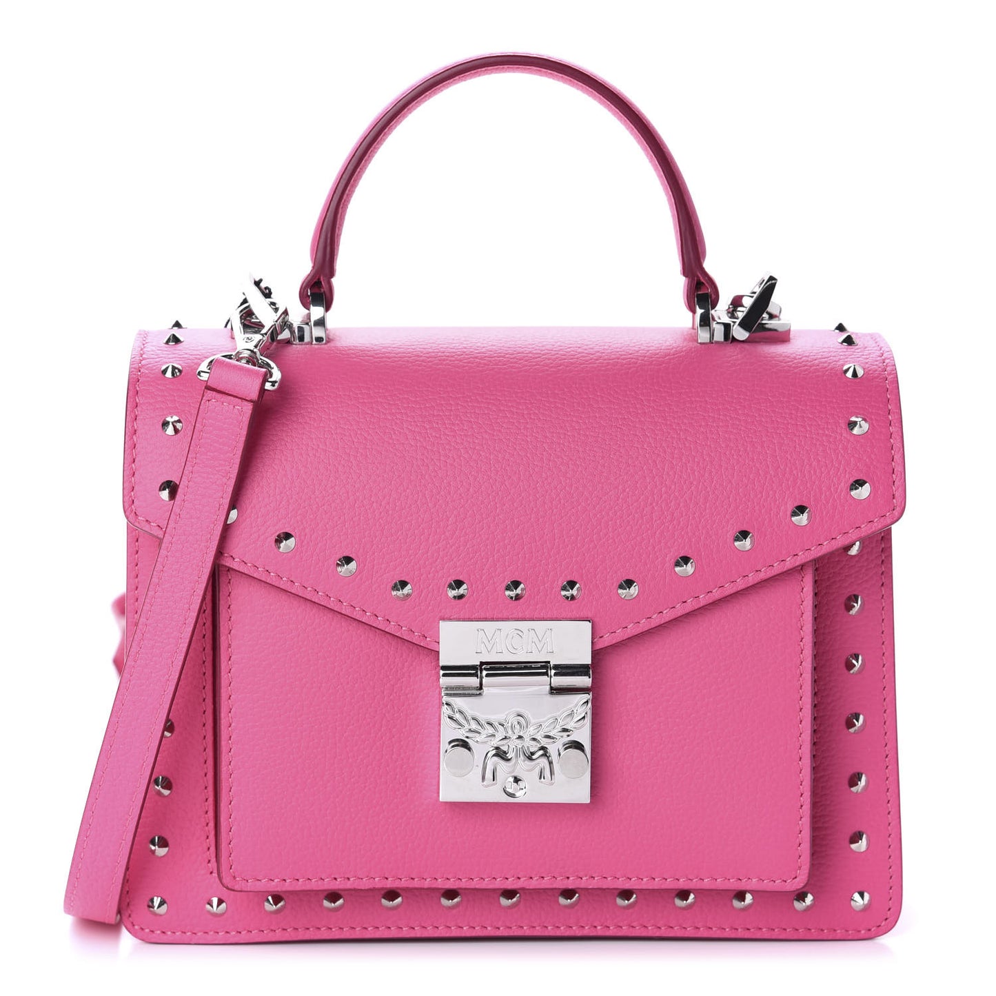 Calfskin Studded Small Patricia Satchel Pink