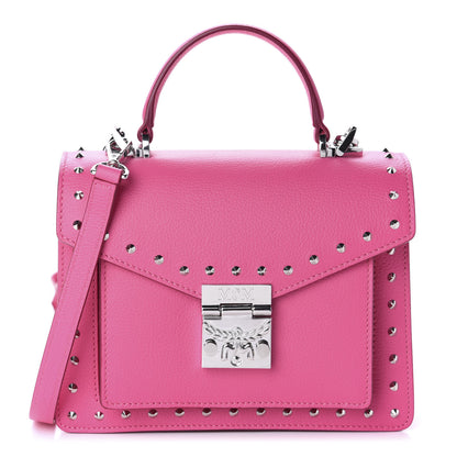 MCM Calfskin Studded Small Patricia Satchel Pink 1 of 12
