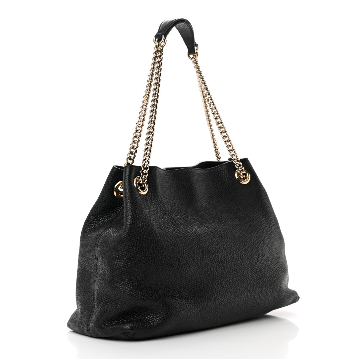 Pebbled Calfskin Medium Soho Chain Shoulder Bag Black