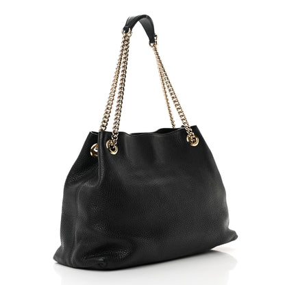 Gucci Pebbled Calfskin Medium Soho Chain Shoulder Bag Black 3 of 17