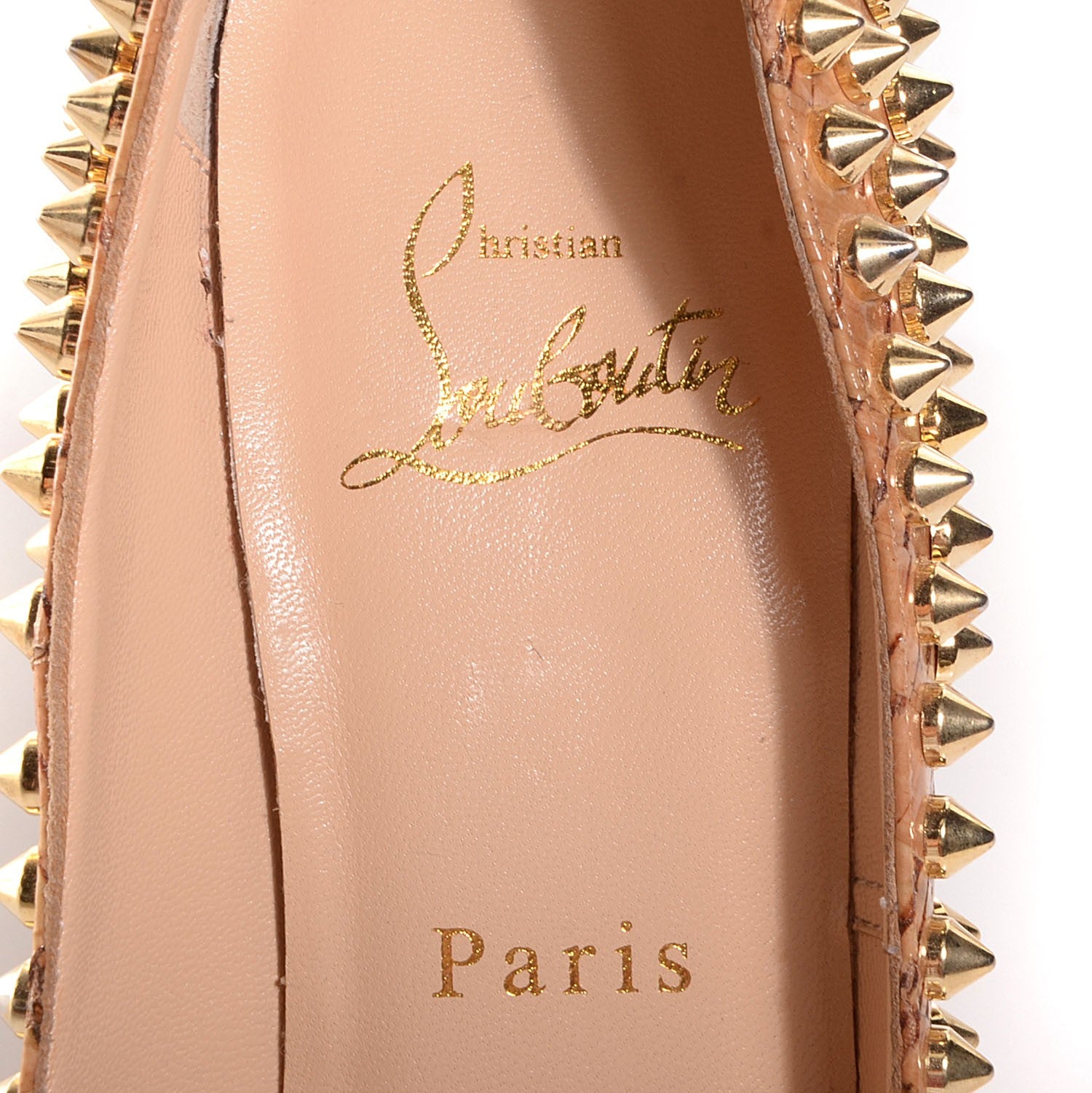 Christian Louboutin Cork Alti Spikes 160 Pumps 35 Natural Gold 7 of 7