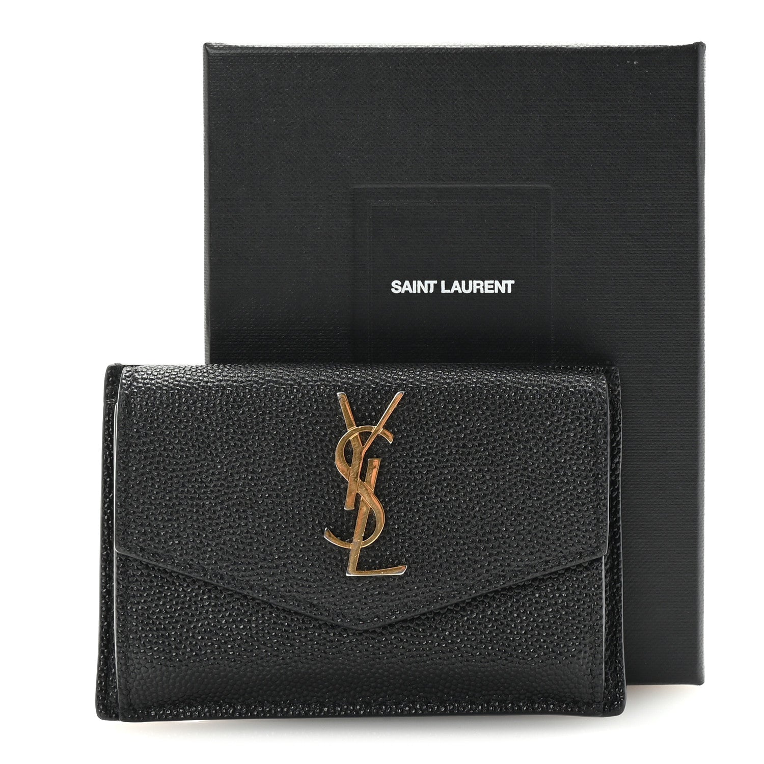 Saint Laurent Grain De Poudre Uptown Monogram Card Case Black 7 of 7