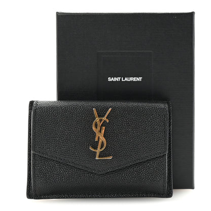 Saint Laurent Grain De Poudre Uptown Monogram Card Case Black 7 of 7