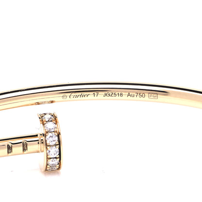 Cartier 18K Yellow Gold Diamond Small Juste Un Clou Bracelet 17 7 of 7