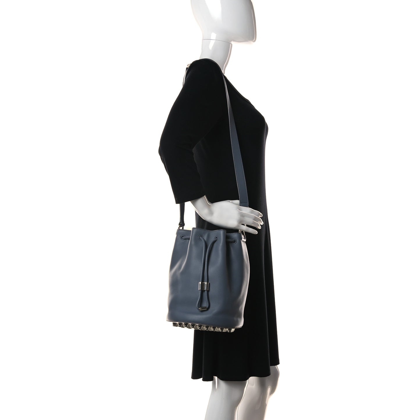 Calfskin Alpha Bucket Bag Grey Silver Hardware