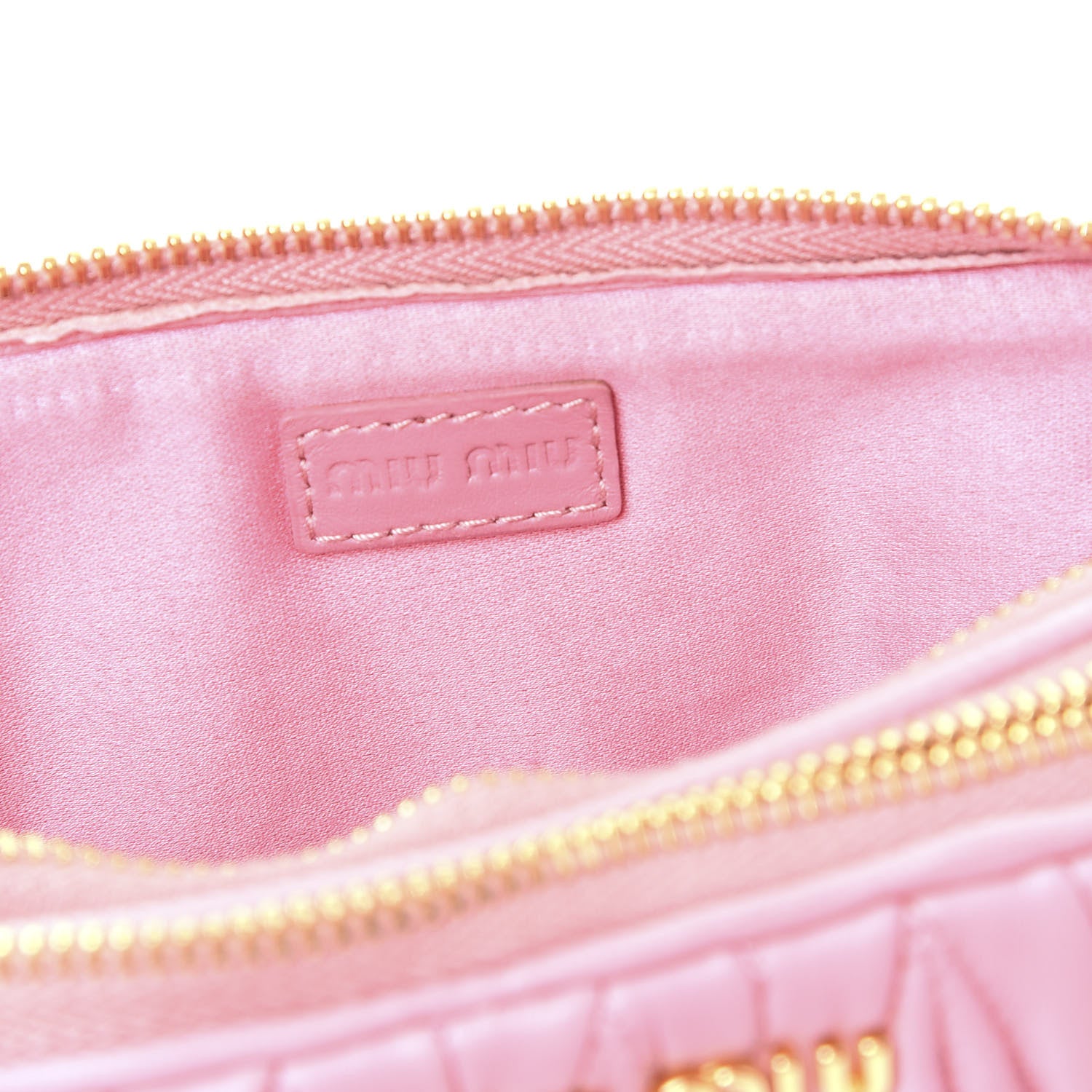 Miu Miu Nappa Matelasse Double Zip Pochette Clutch Rosa 5 of 9