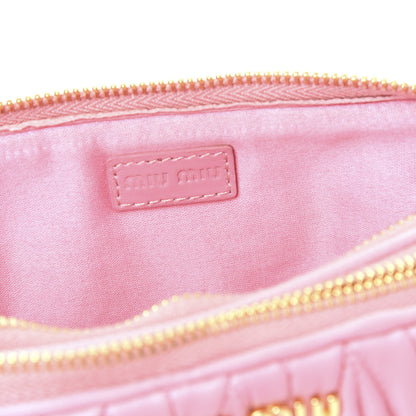 Miu Miu Nappa Matelasse Double Zip Pochette Clutch Rosa 5 of 9