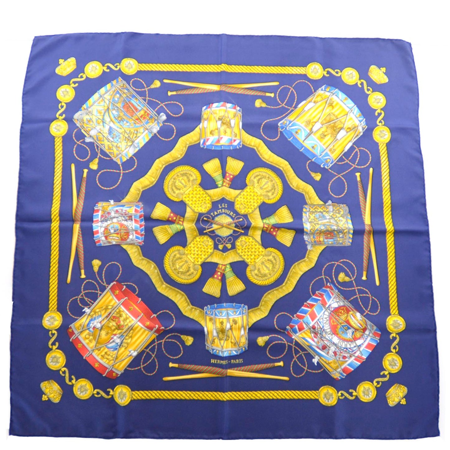 Silk Les Tambours Scarf 90 Bleu