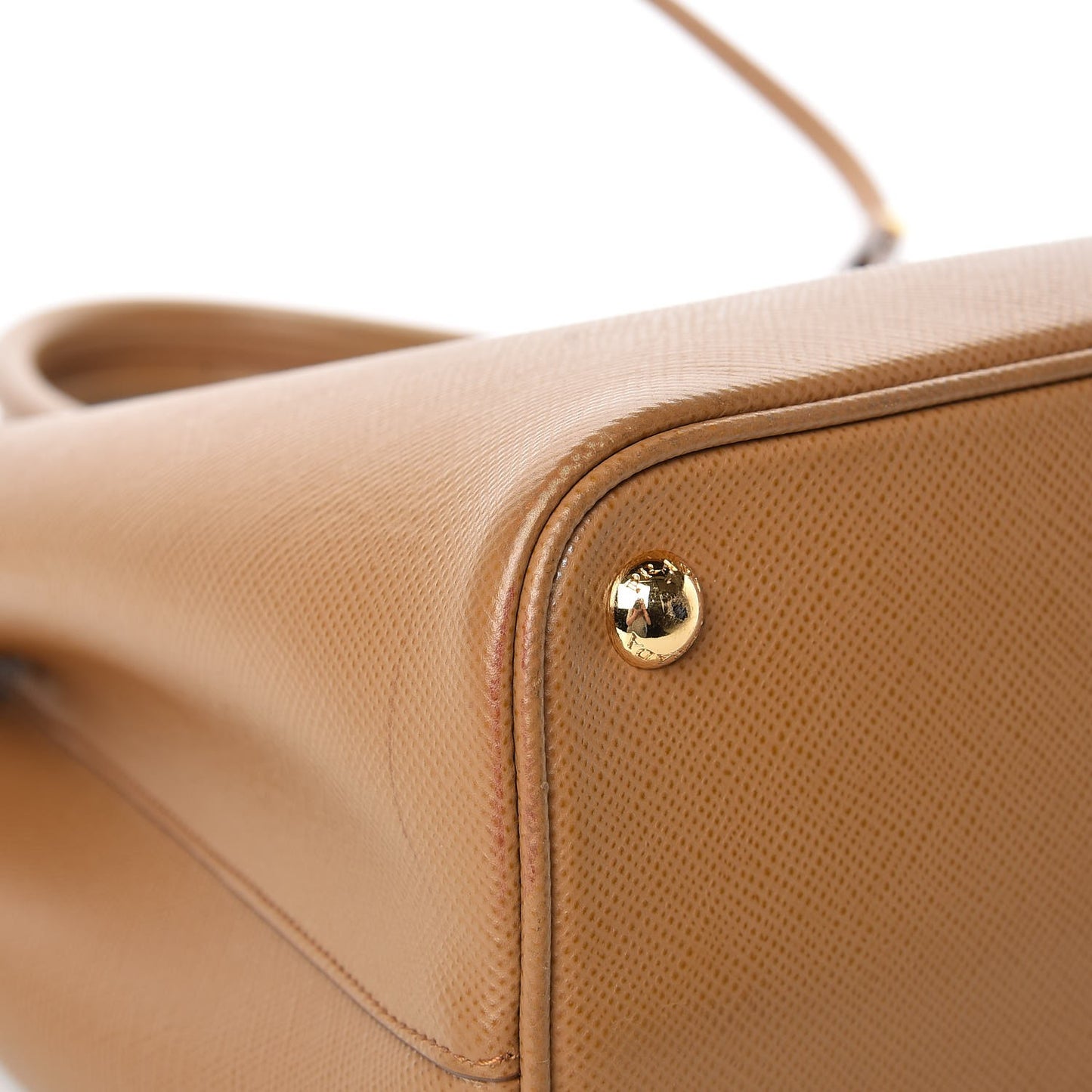 Saffiano Cuir Medium Double Bag Caramel