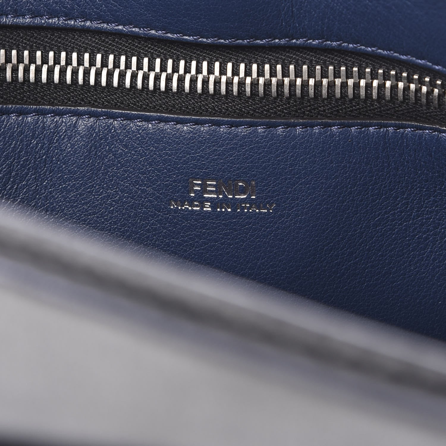 Fendi Vitello Baltico Dolce Shiny Nappa Lace Up DotCom Satchel Black Blue 6 of 12