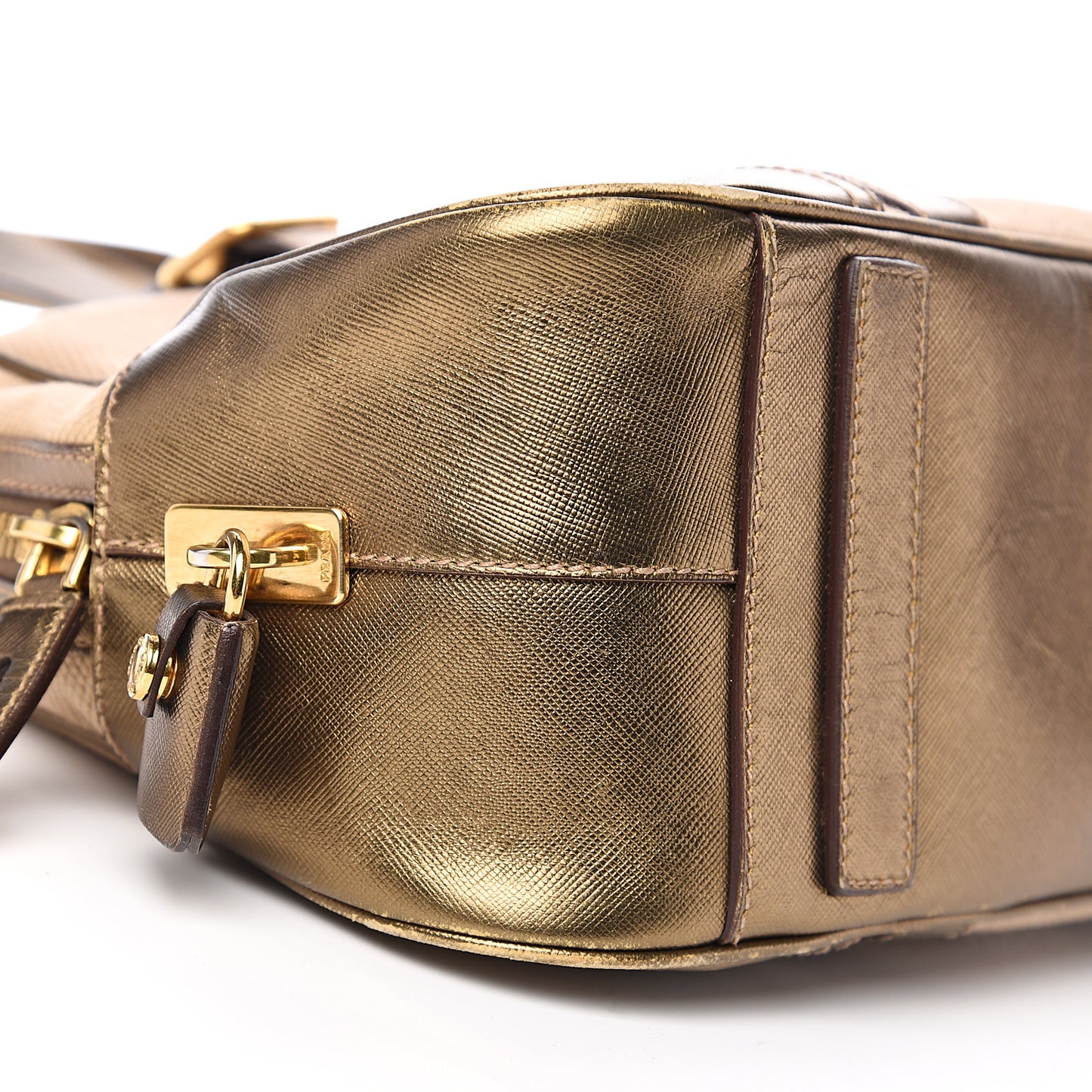 Metallic Saffiano Canvas Bowler Bronzo