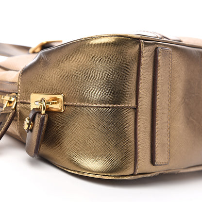 Prada Metallic Saffiano Canvas Bowler Bronzo 6 of 9
