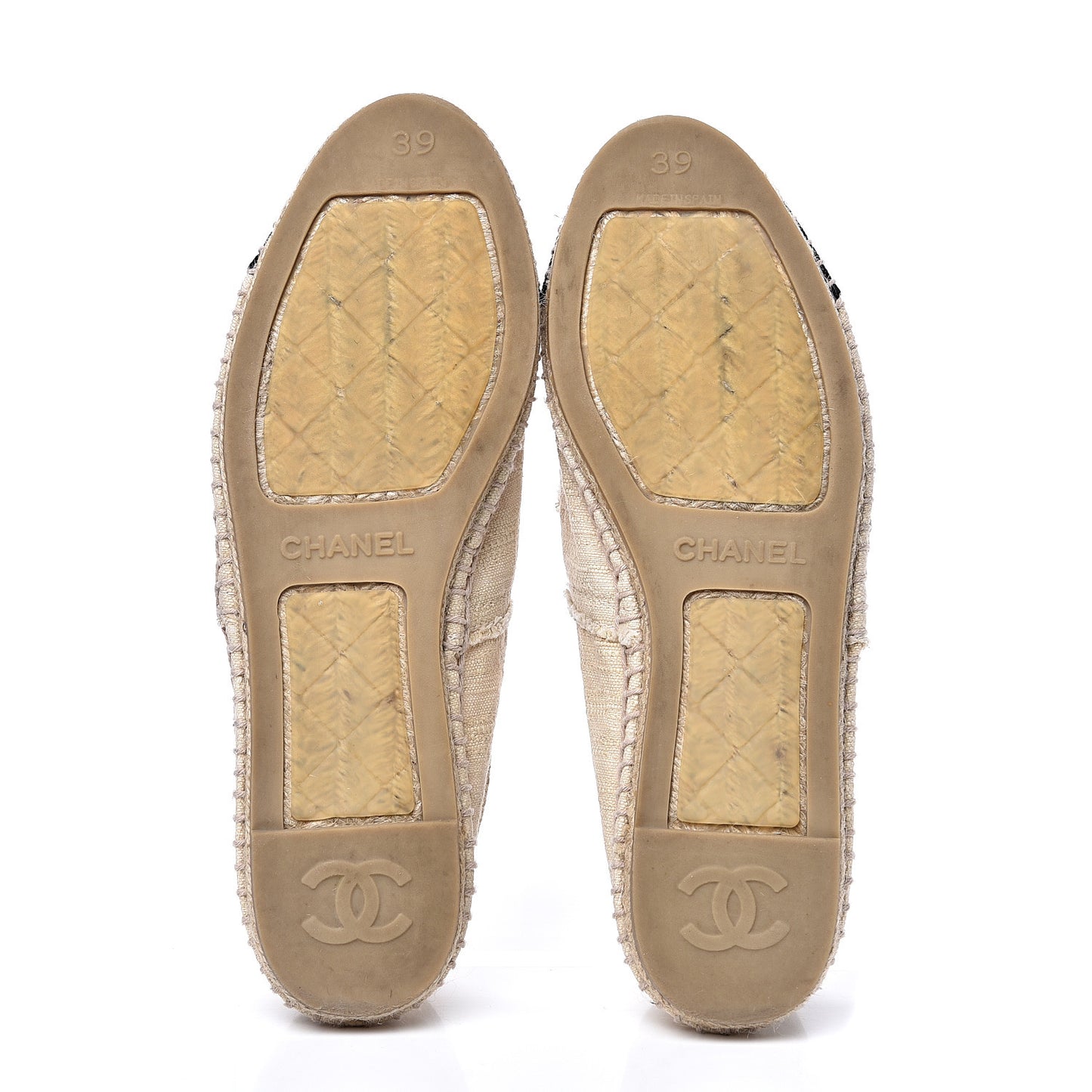 Linen CC Espadrilles 39 Beige Black