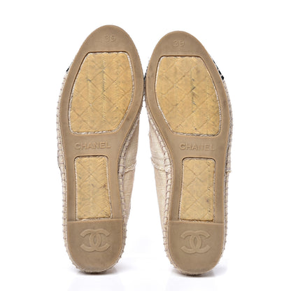 Chanel Linen CC Espadrilles 39 Beige Black 5 of 9