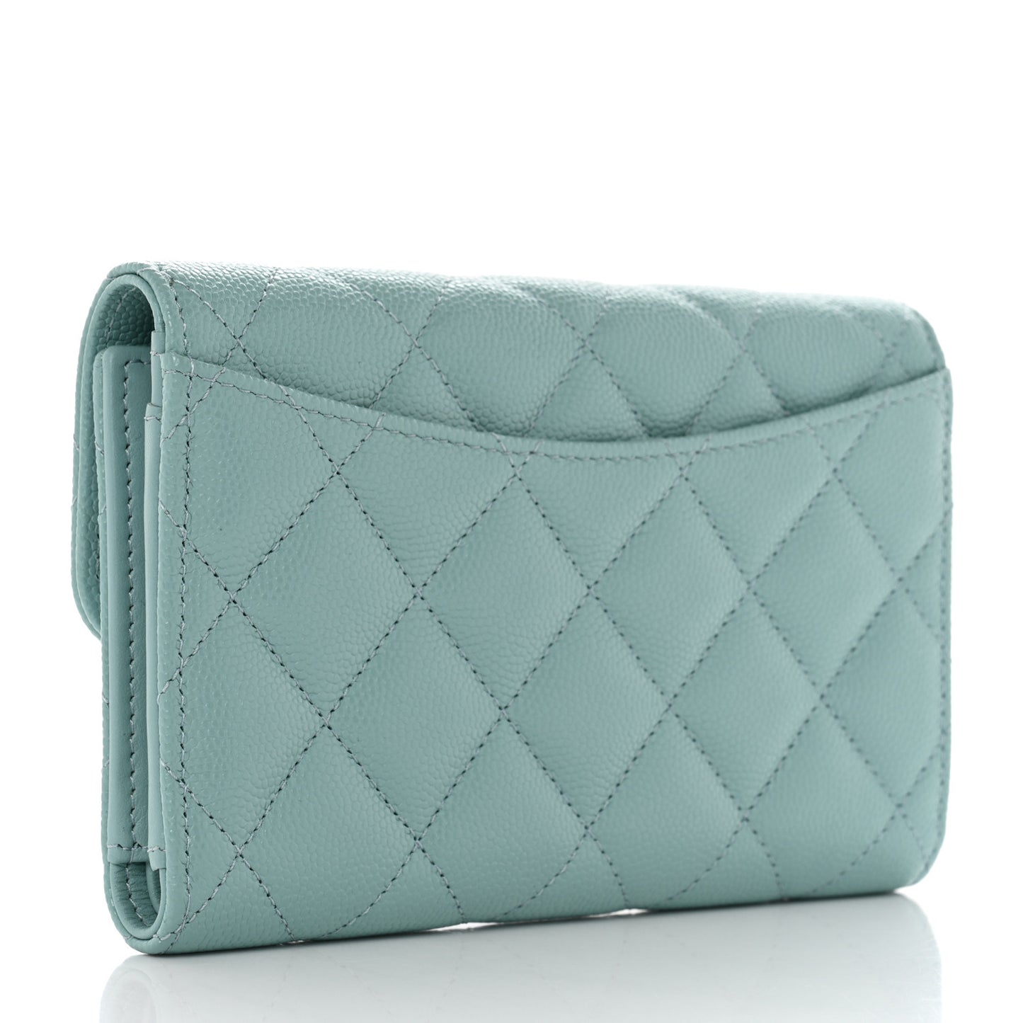 Caviar Quilted Medium Flap Wallet Light Blue