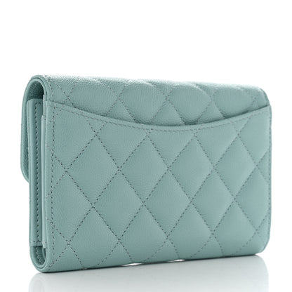 Chanel Caviar Quilted Medium Flap Wallet Light Blue 3 of 11