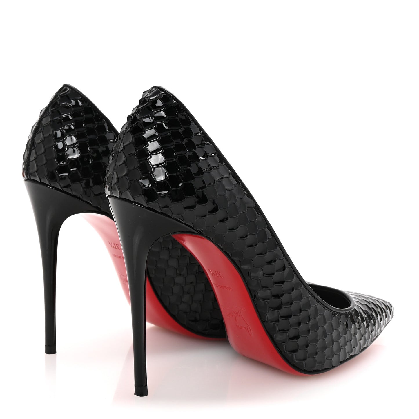 Patent Calfskin Snakeskin Embossed Kate 100 Pumps 37.5 Black