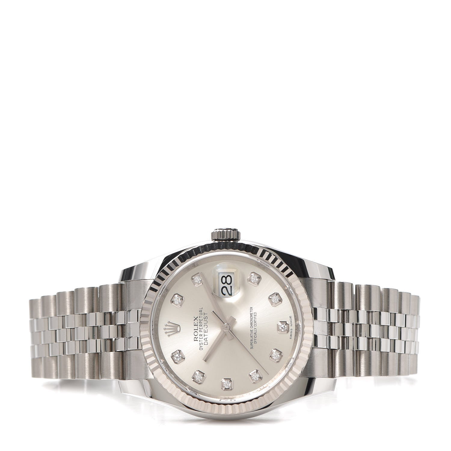 Rolex Stainless Steel 18K White Gold Diamond 36mm Oyster Perpetual Datejust Watch Silver 116234 2 of 5