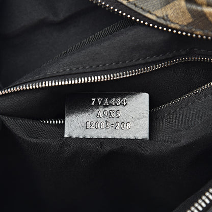 Fendi Glazed Fabric Vitello Liberty FF 1974 Diagonal Belt Bag Tobacco Moresco Black 7 of 11