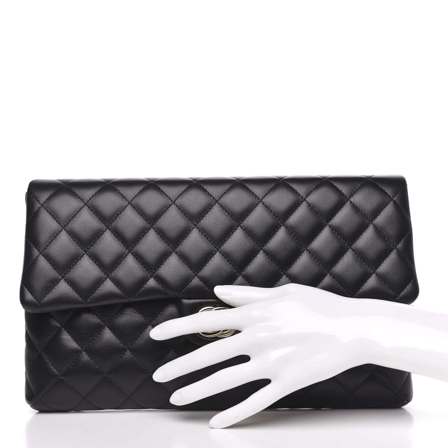Chanel Lambskin Quilted Flap Clutch Black 2 of 10