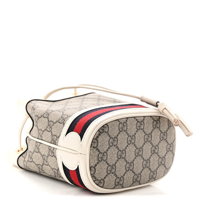 Gucci GG Supreme Monogram Textured Calfskin Web Mini Ophidia Bucket Bag Beige Ebony Mystic White 4 of 10