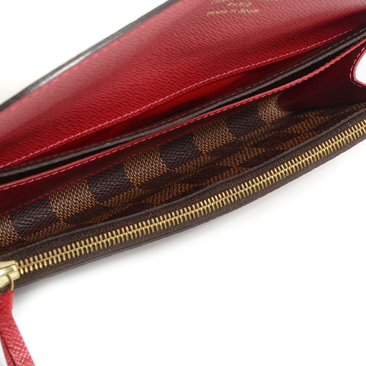 Damier Ebene Emilie Wallet Red