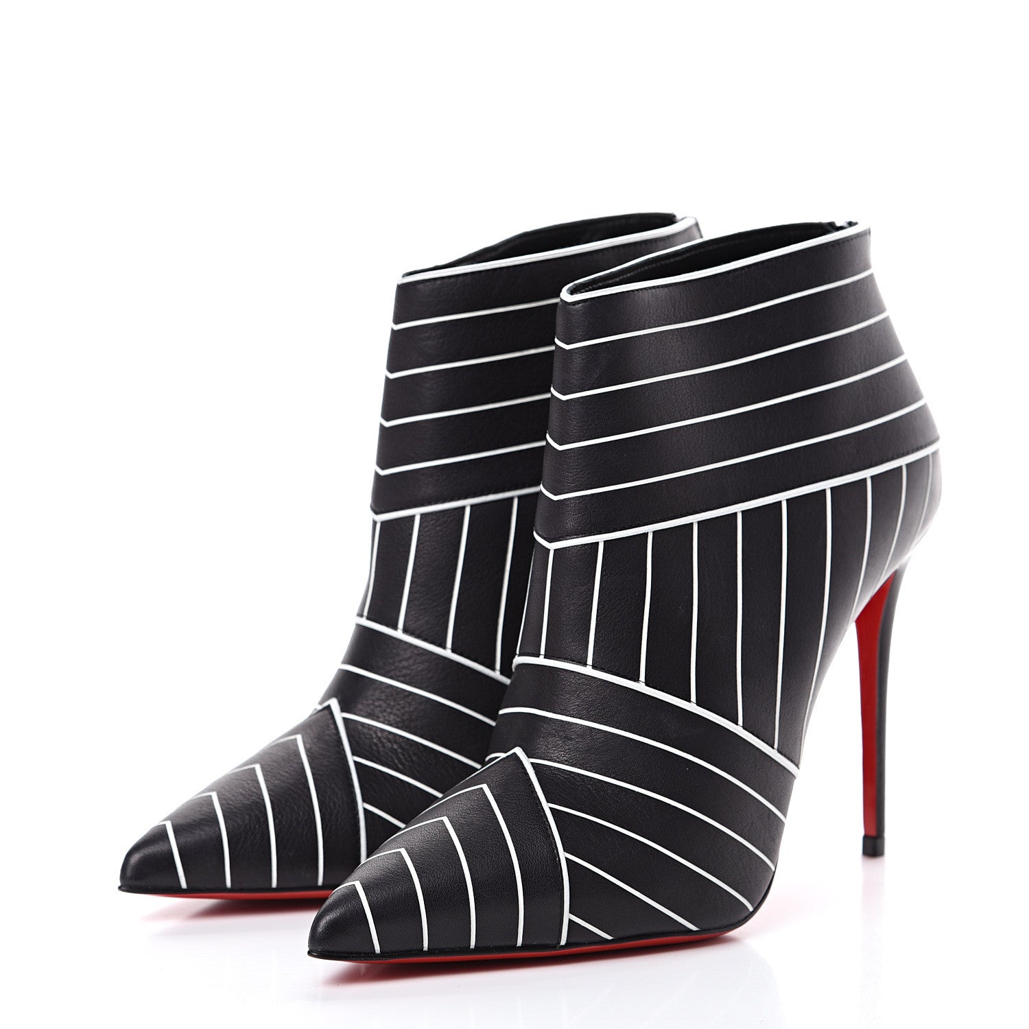 Christian Louboutin Calfskin Josselyn 100 Booties 36.5 Black White 3 of 9
