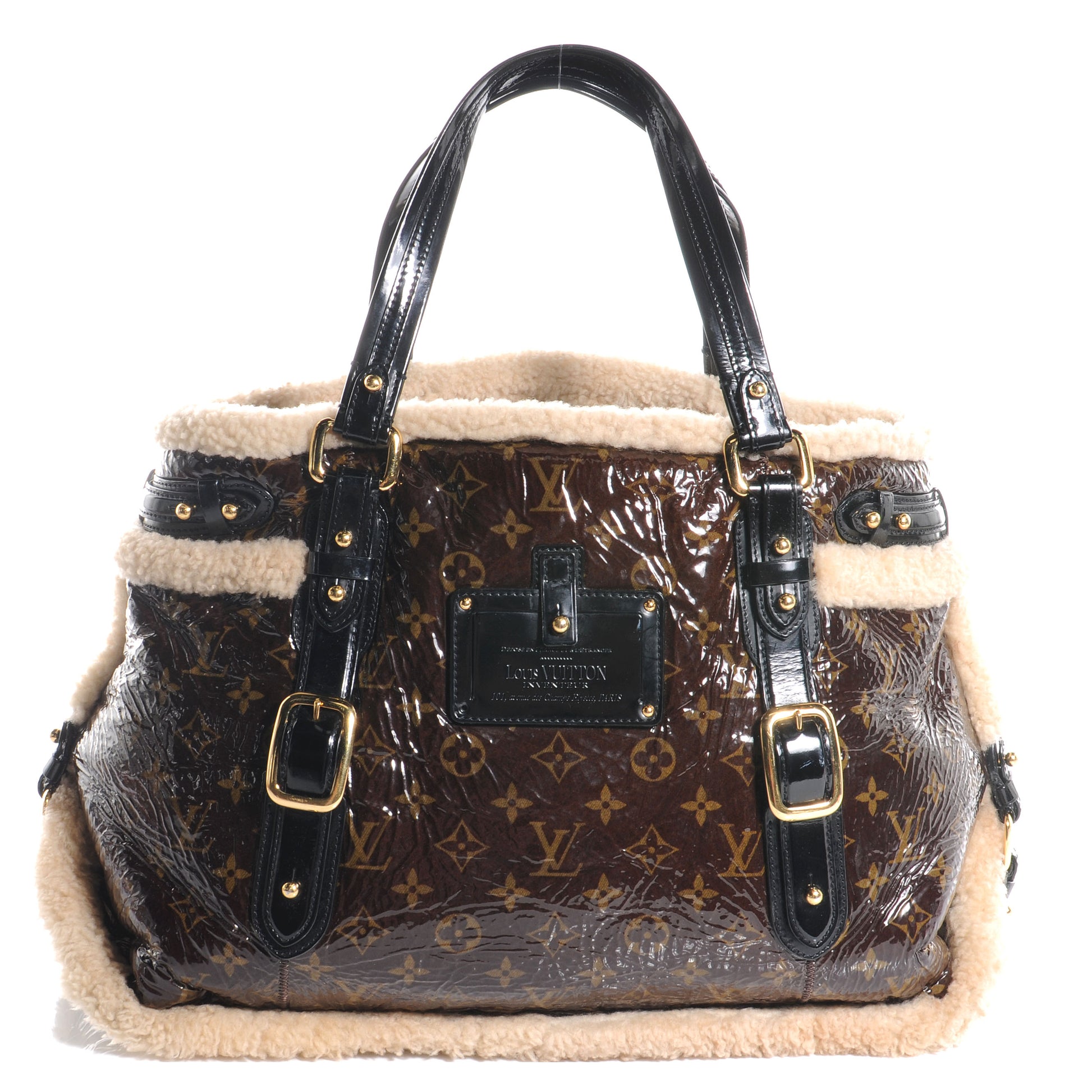 Louis Vuitton Patent Monogram Shearling Sac Thunder 1 of 7