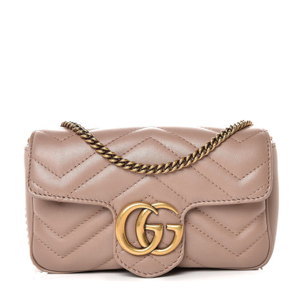 Gucci Calfskin Matelasse Super Mini GG Marmont Shoulder Bag Porcelain Rose 1 of 10