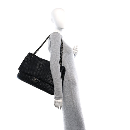 Chanel Grained Calfskin Quilted XXL Travel Flap Bag Black 2 of 9