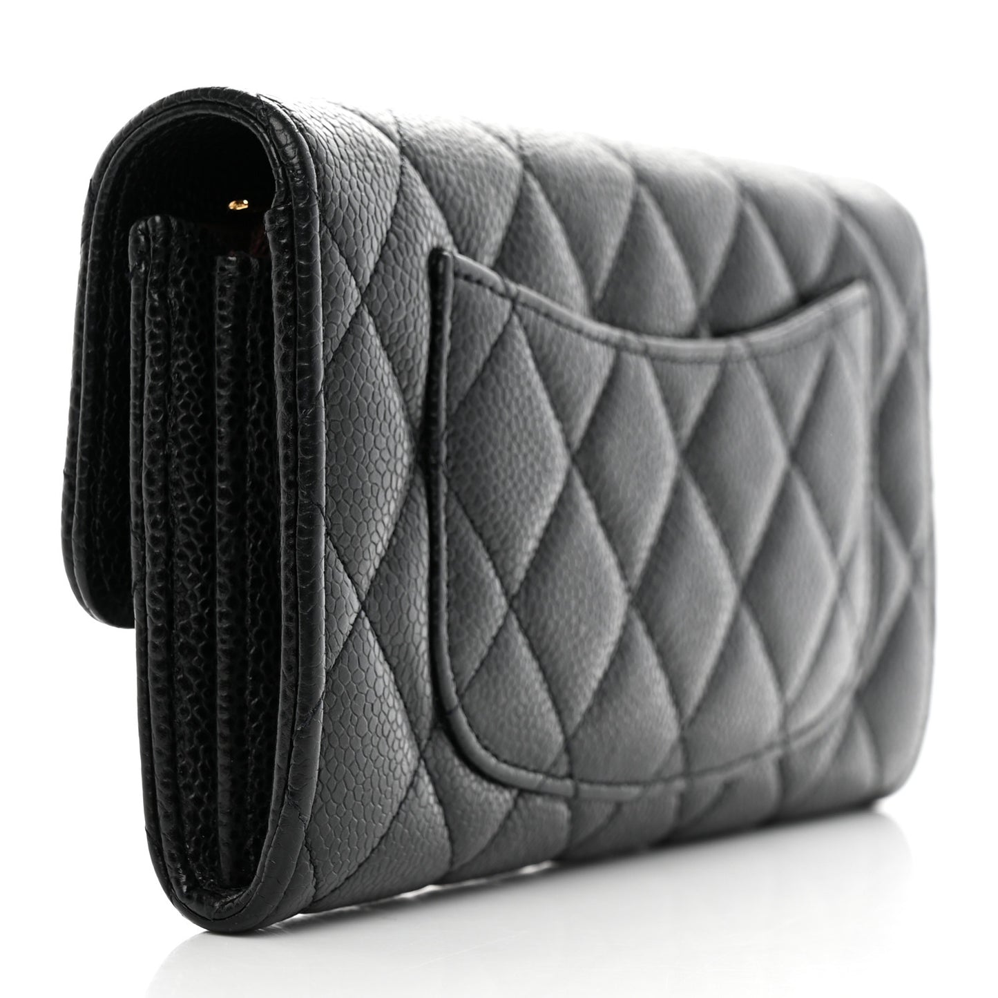 Caviar Quilted Large Flap Wallet Black