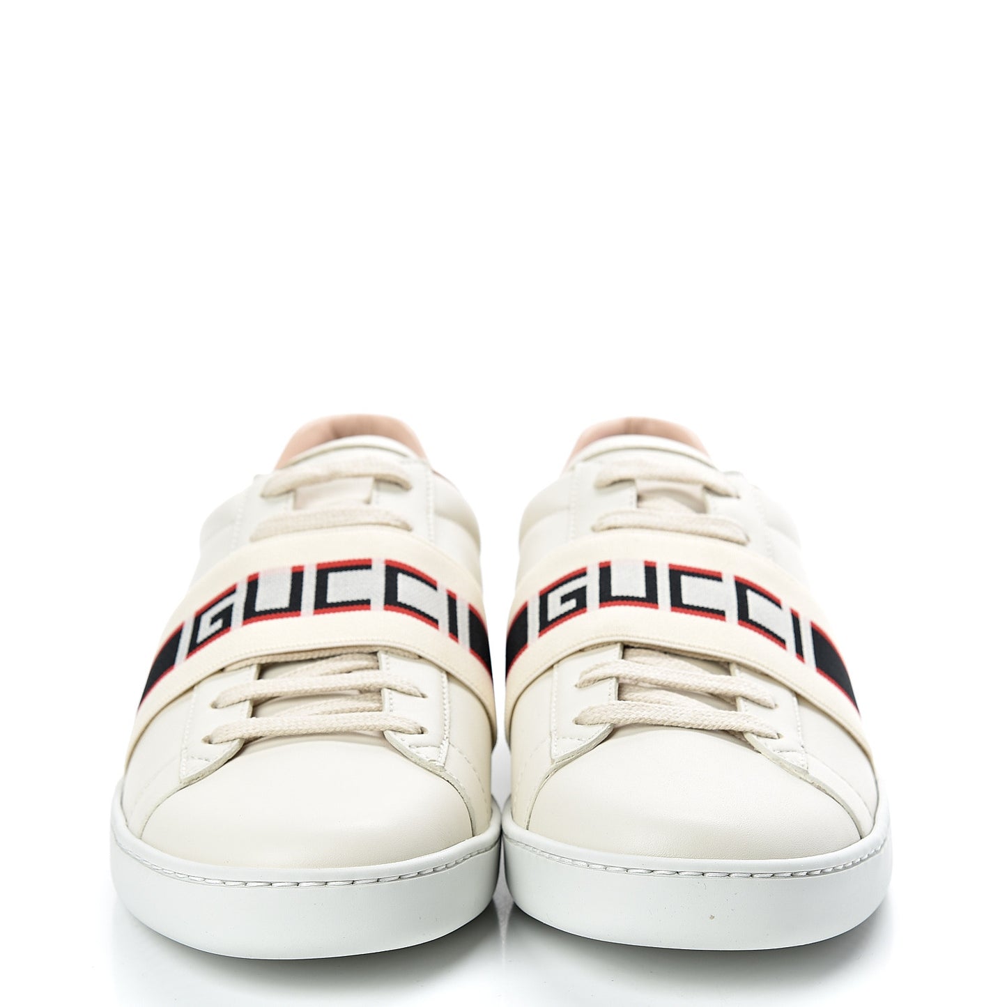 Calfskin Stripe Womens New Ace Sneakers 39.5 New Mystic White Ecru Red Flame