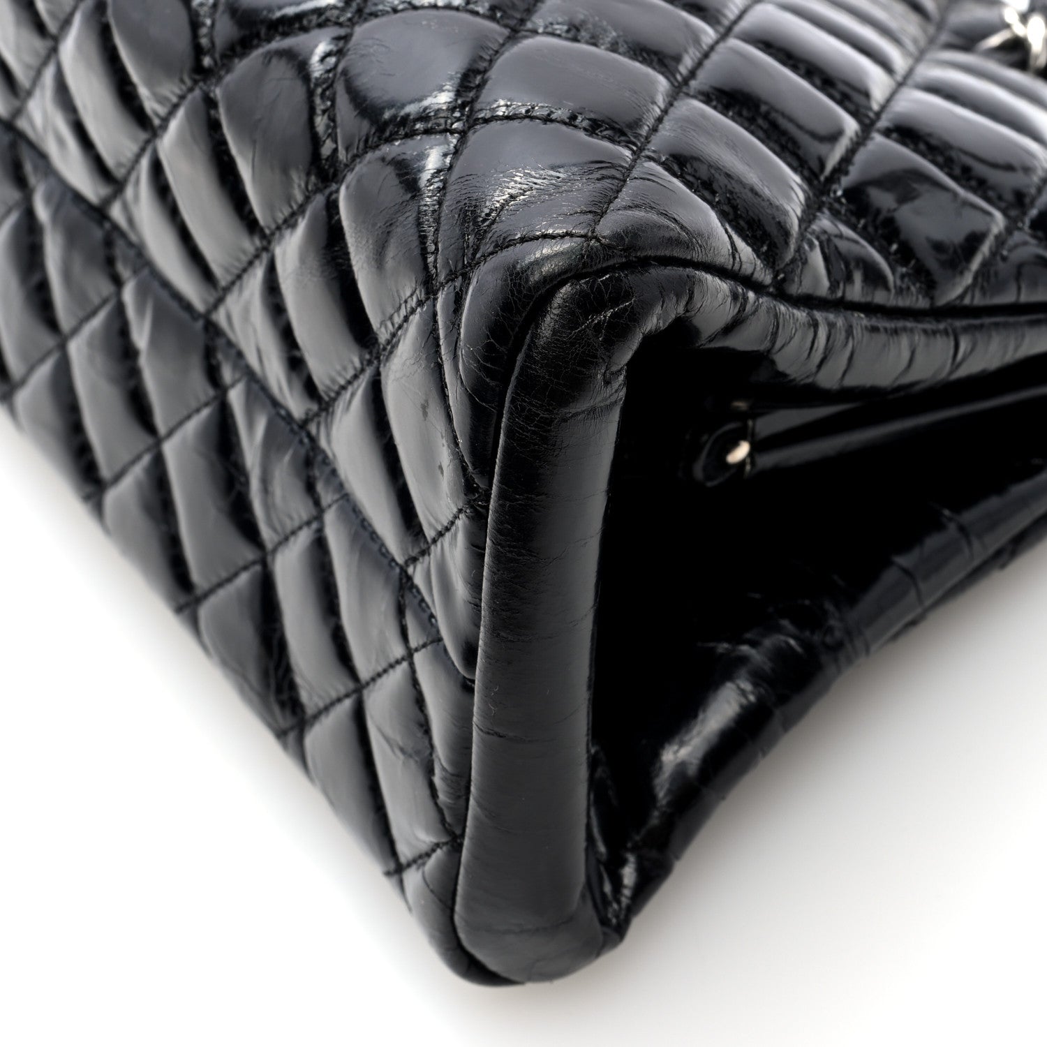 Chanel Patent Quilted Medium Just Mademoiselle Bowling Bag Black 10 of 10