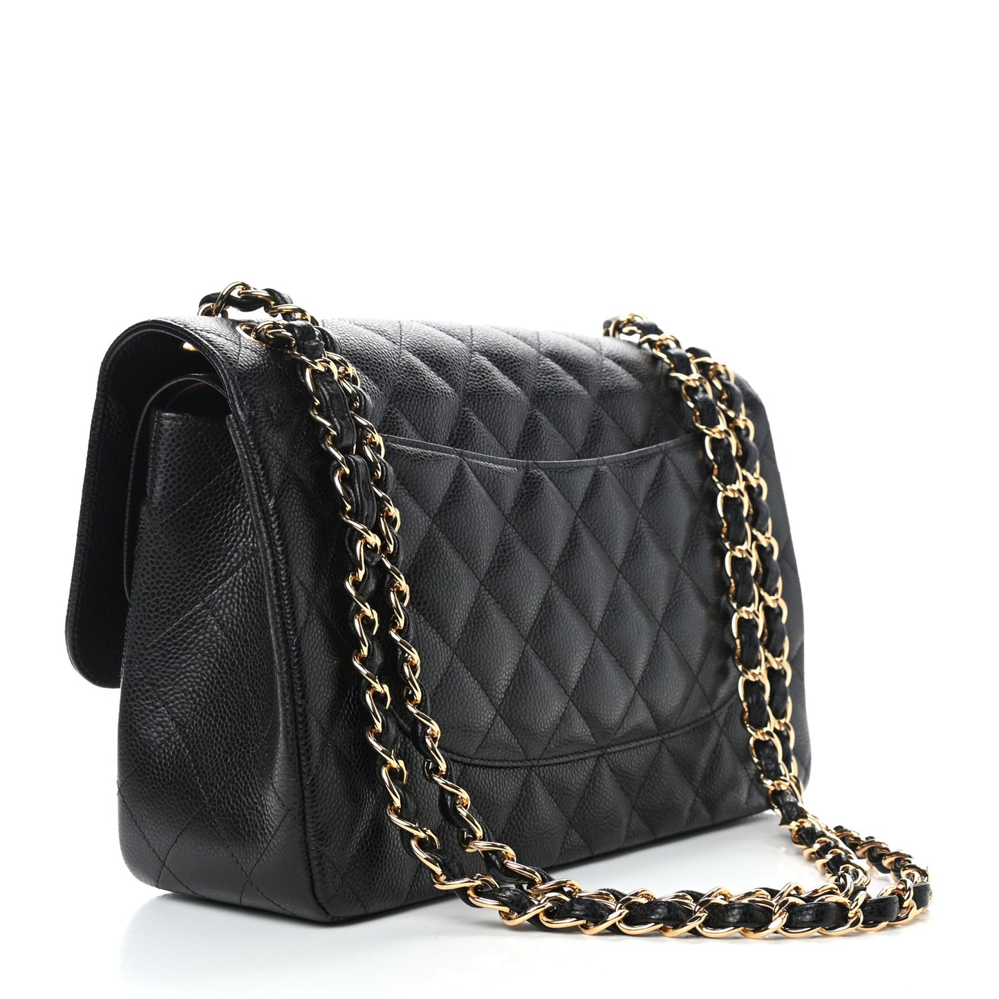 Caviar Quilted Jumbo Double Flap Black