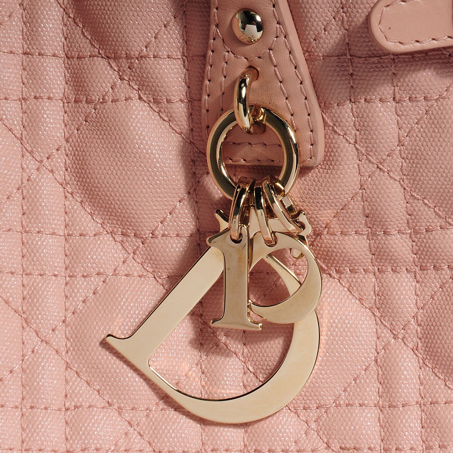 Christian Dior Coated Canvas Cannage Medium Panarea Tote Light Pink 5 of 8