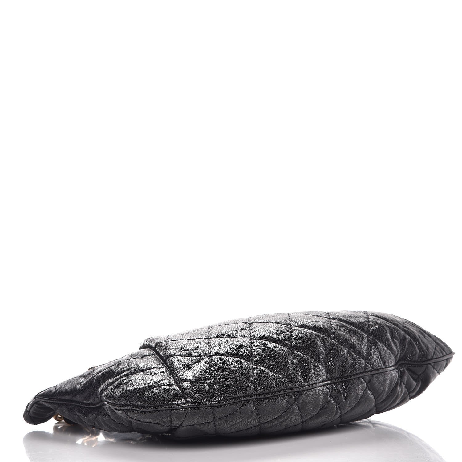 Chanel Crumpled Grained Calfskin Coco Pleats Hobo Black 4 of 8