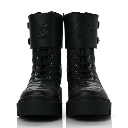 Gucci Nappa Frances GG Matelasse Platform Combat Boots 38.5 Black 2 of 6