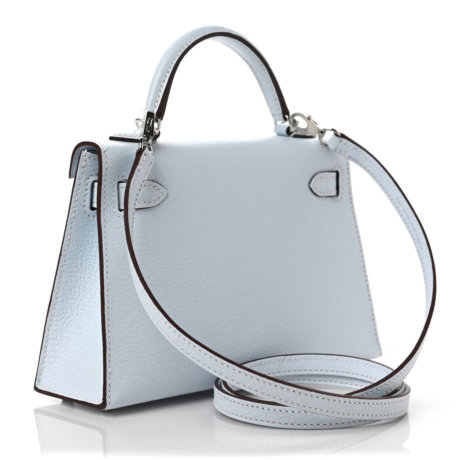 Hermes Chevre Mysore Mini Kelly Sellier 20 Bleu Brume 2 of 8