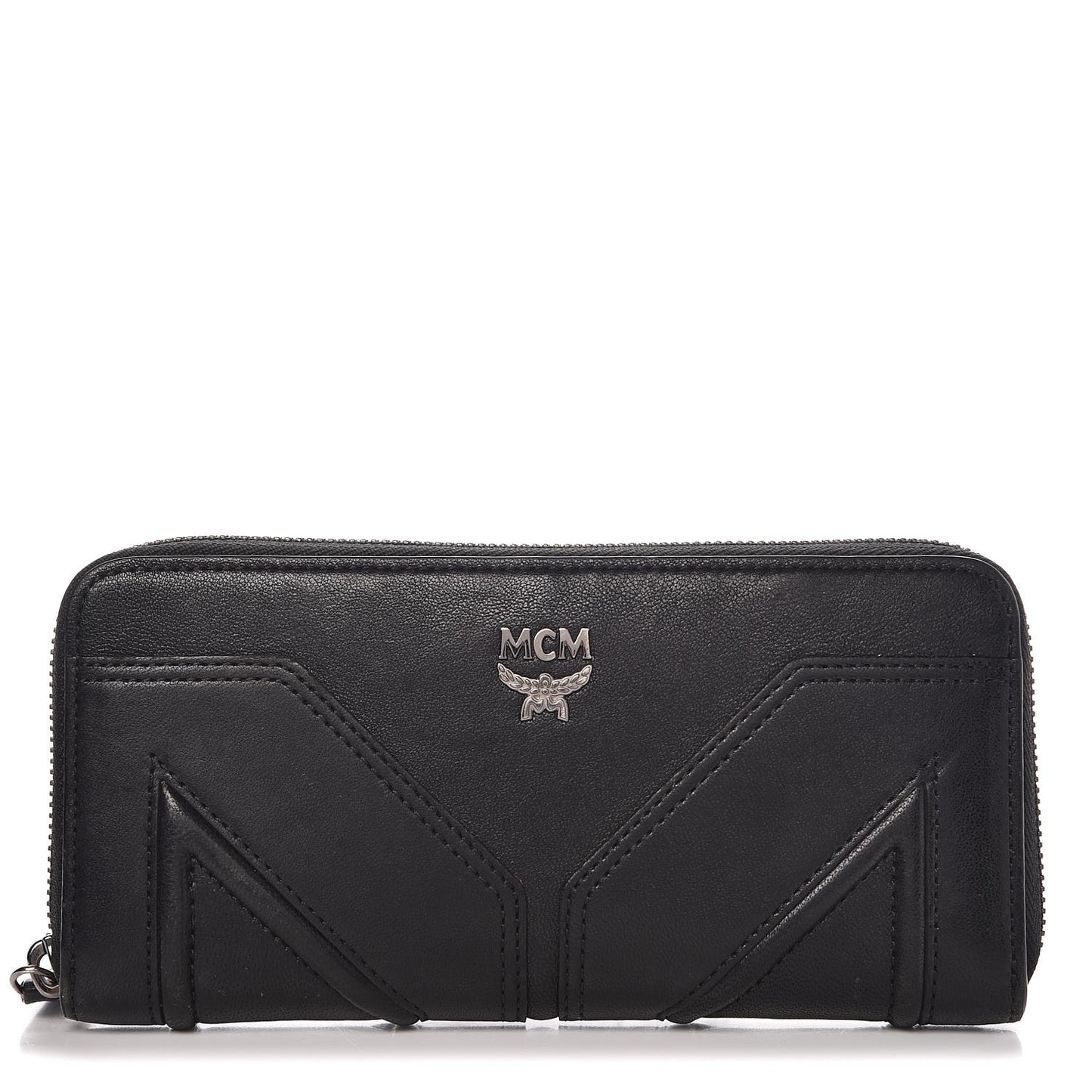 Lambskin Large Zip Around Wallet Black